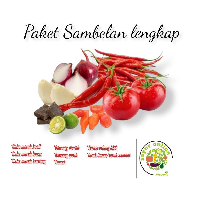 

Paket sambal Terasi lengkap paket Termurah siap masak fresh
