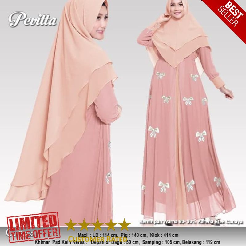 MURAH gamis syari pevitta pink baju pesta mewah