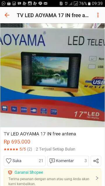 Aoyama TV LED digital 17&quot; free antena