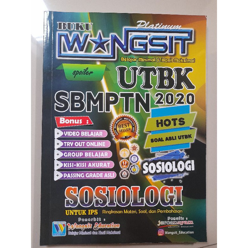 Buku wangsit utbk soshum sosiologi platinum 2020 (bekas)