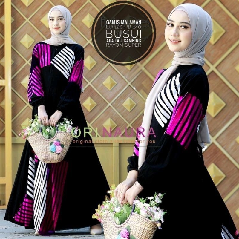 Gamis Rayon Premium Cap Malaman Kekinian Busui Resleting Depan Jumbo Baju Wanita Syari Batik Pekalongan Termurah