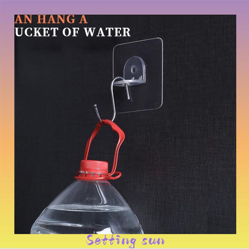 Self-adhesive Wall Hanging Hook Free Punch Sticker Transparan Hiasan Dinding Rumah Tangga Hook TN