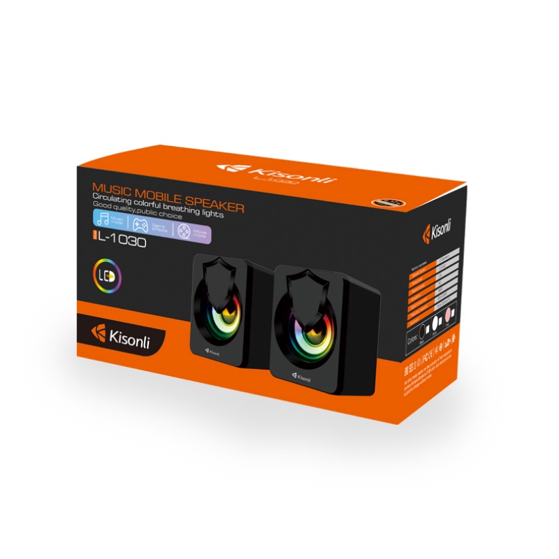 KISONLI - Speaker 2.0 Komputer / Laptop Multimedia Lampu LED L-1030 Hitam-8