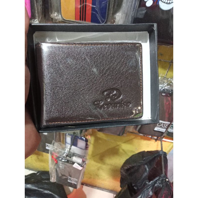 {COD} Dompet Kulit Pria Asli  Cokelat Model Kecil Mini Slim Wallet 100% Kulit Asli Garut