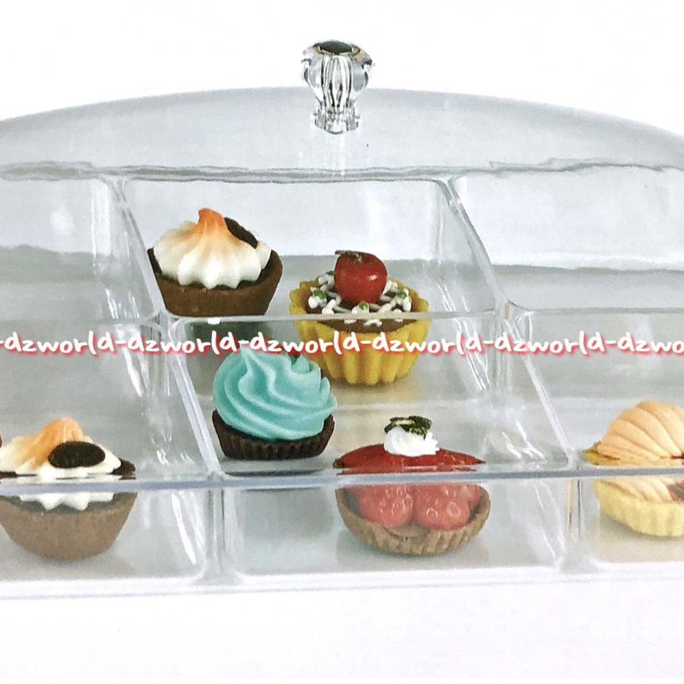 Krishome Cake Tray With Lid 6 Compartment Tempat Kue Transparan