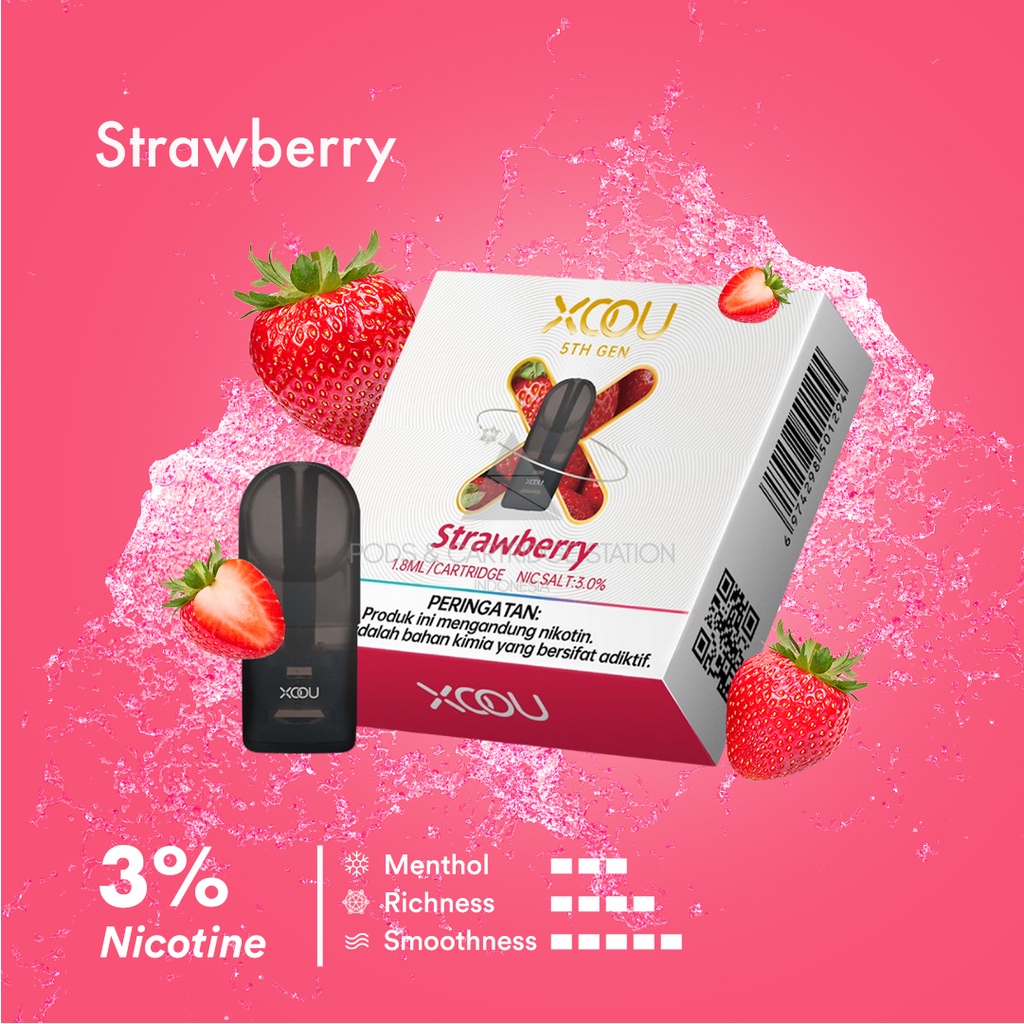 [PNCSID] [RELX COMPATIBLE] XOOU Mint Flavour Pods / Cartridge - Strawberry