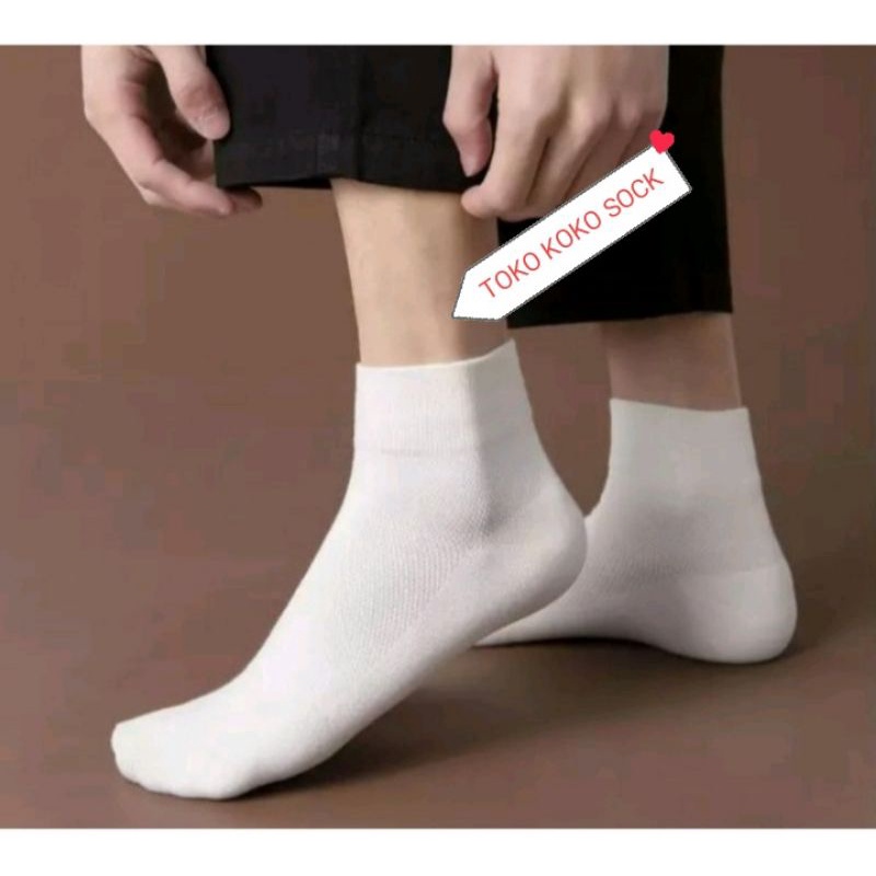 kaos kaki sport putih polos pria dan wanita dewasa bahan katun spandex