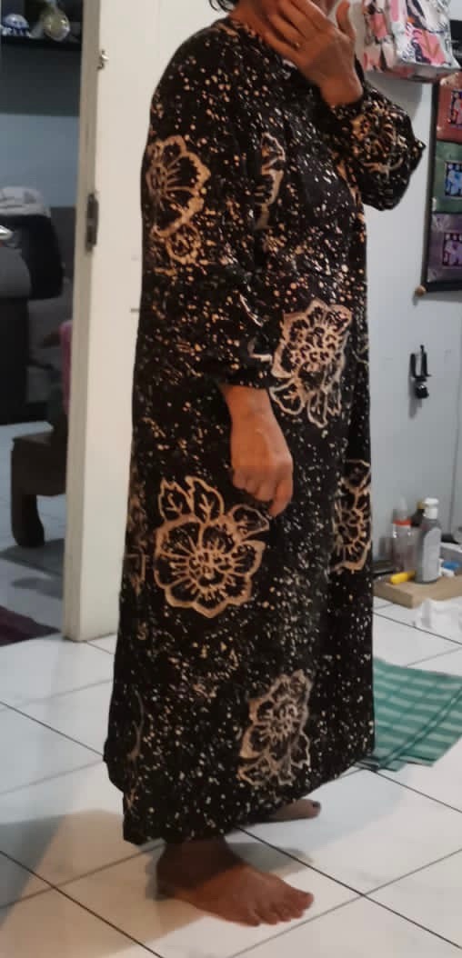 Longdress Batik Pekalongan Gamis Batik Cap Resleting Belakang Allsize Dress Homedress Rayon Premium