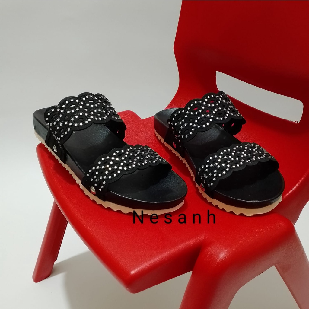 Sandal Wanita Terbaru Double Strap Variasi Payet Sandal Birken Wanita NESANH - DIMITRI