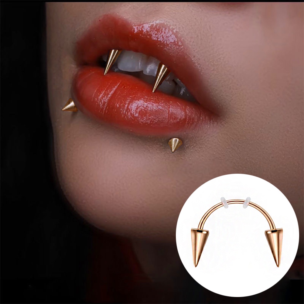 1 Pc Perhiasan Tindik Bahan Stainless Steel Bentuk Gigi Harimau Senyum Untuk Wanita