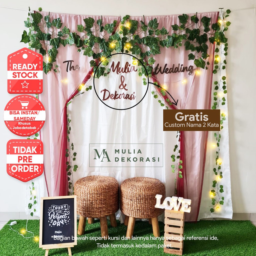 Dekorasi Lamaran Tunangan Backdrop Nikahan PhotoBooth DIY Akad Nikah Aqiqah Khitan Paket Mulia AA