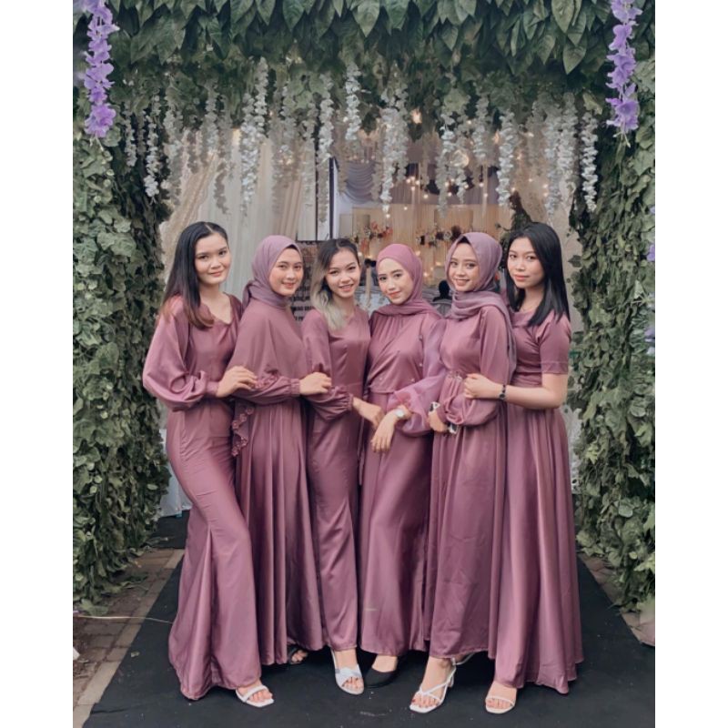 Ready Paket Bridesmaid Polos Satin Velvet Seragam Keluarga Nikah