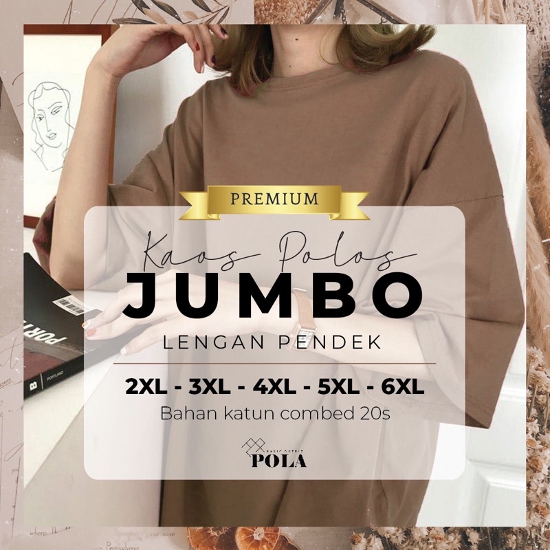 PREMIUM Kaos Polos Jumbo 20s combed 2XL 3XL 4XL 5XL 6XL