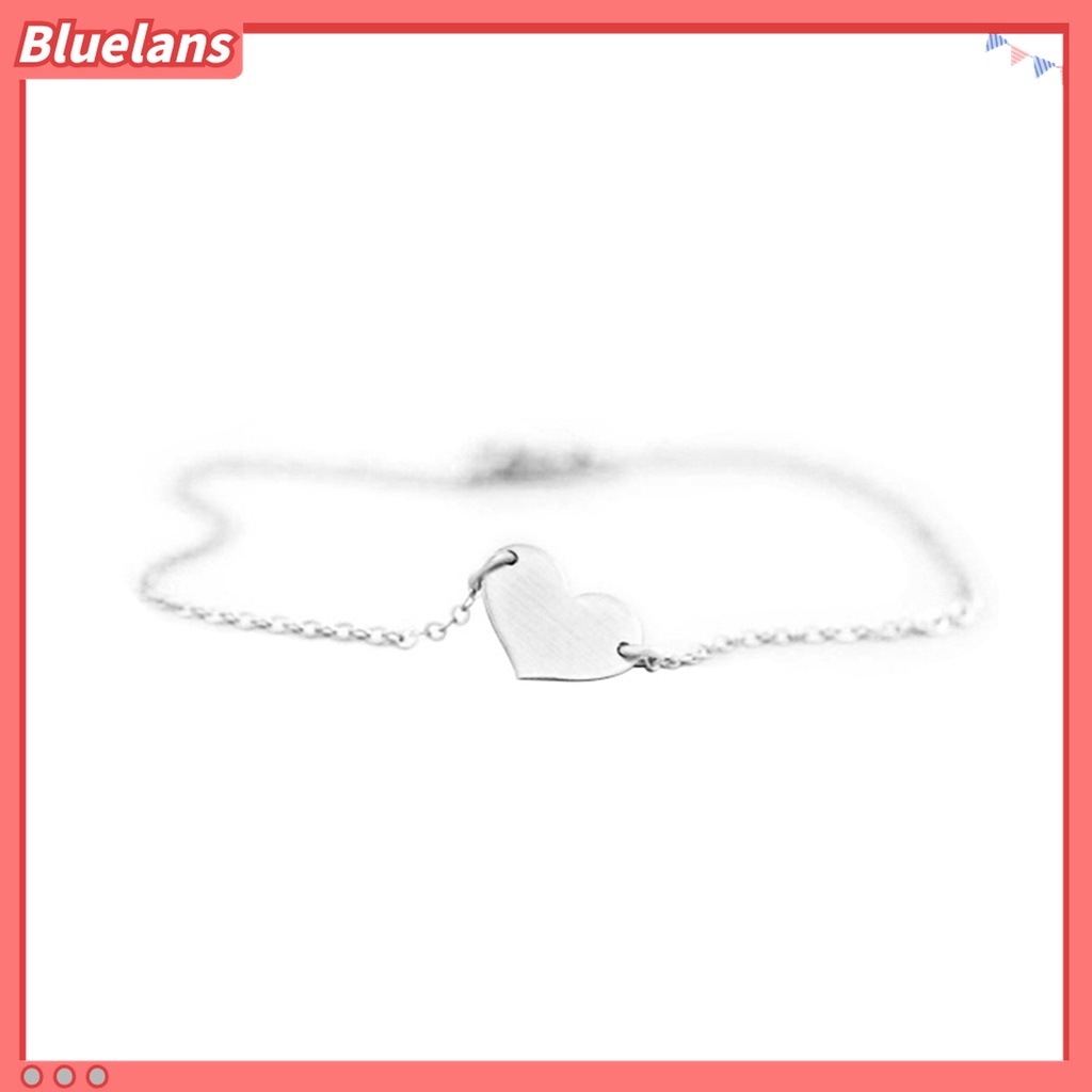 Bluelans Gelang Rantai Ganda Bentuk Hati Aksen Mutiara Tiruan Warna Solid Untuk Wanita