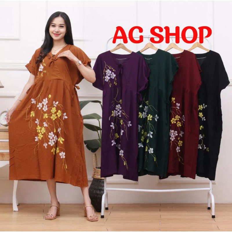 DASTER KIMONO TERBARU DRESS LUKIS MOTIF BUNGA SAKURA RAYON TEBAL JUMBO