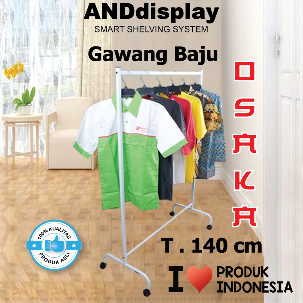 GAWANG BAJU OSAKA T 140 CM PUTIH BERODA RAK GANTUNGAN JEMURAN