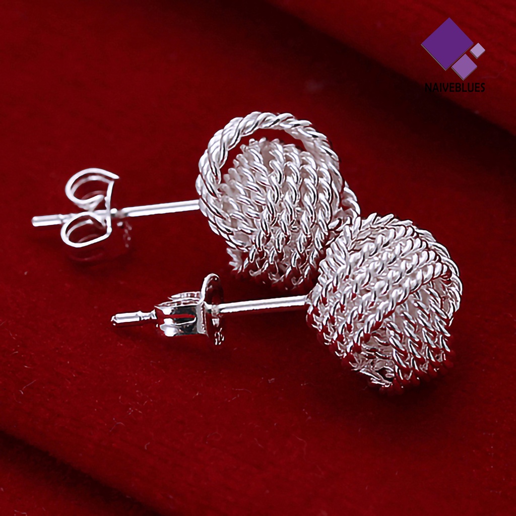 Set Anting Stud Bentuk Bola Bahan Alloy Ramah Kulit