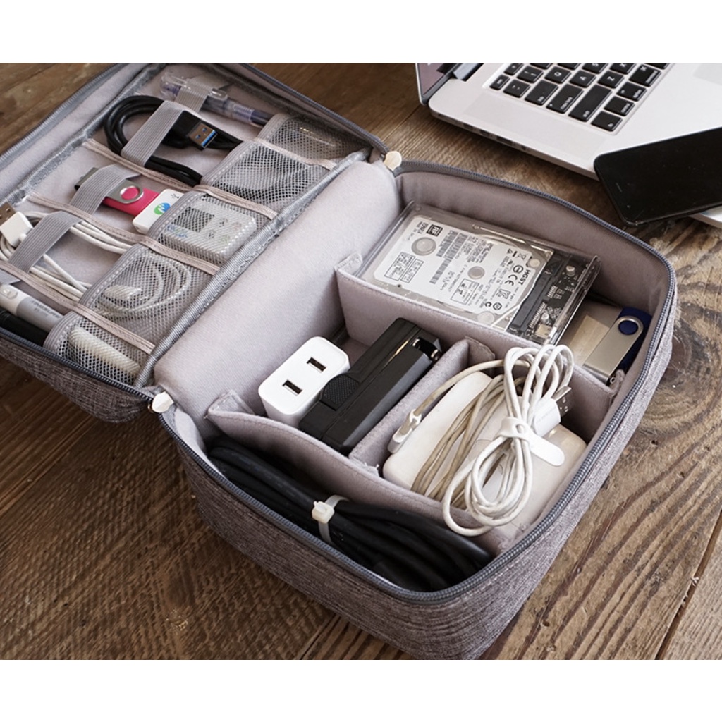 WRF75 Tas Gadget Powerbank Charger Pen  USB Kabel Travel Bag Organizer Polyester Waterproof TKM