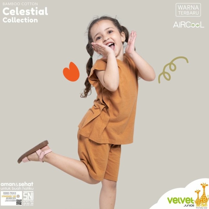 VELVET Junior Celestial Collection Set Kutung Sayap Baju Setelan Anak Peremepuan Earth Color Celestials