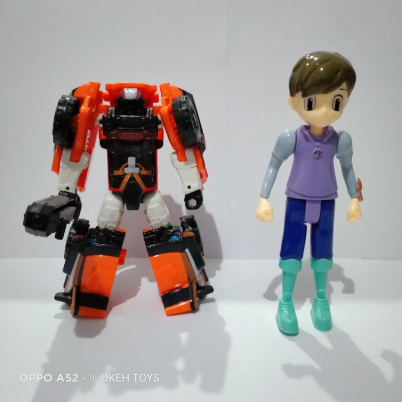 Mainan anak robot transformasi vulcan,tornado,mini k,mini v,beko plus figure orangnya