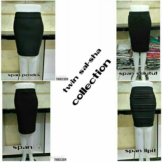 Rok span hitam polos pendek