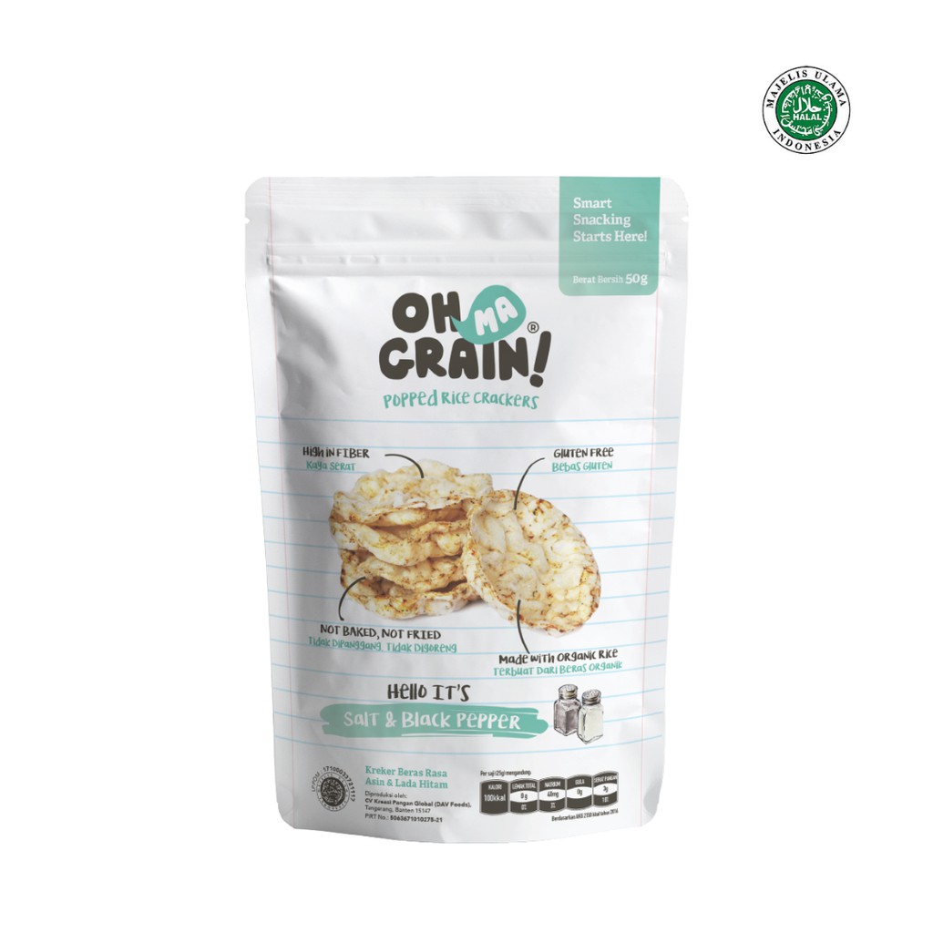 Oh Ma Grain, Organic Brown Rice Cakes Salt &amp; Black Pepper 45 gr