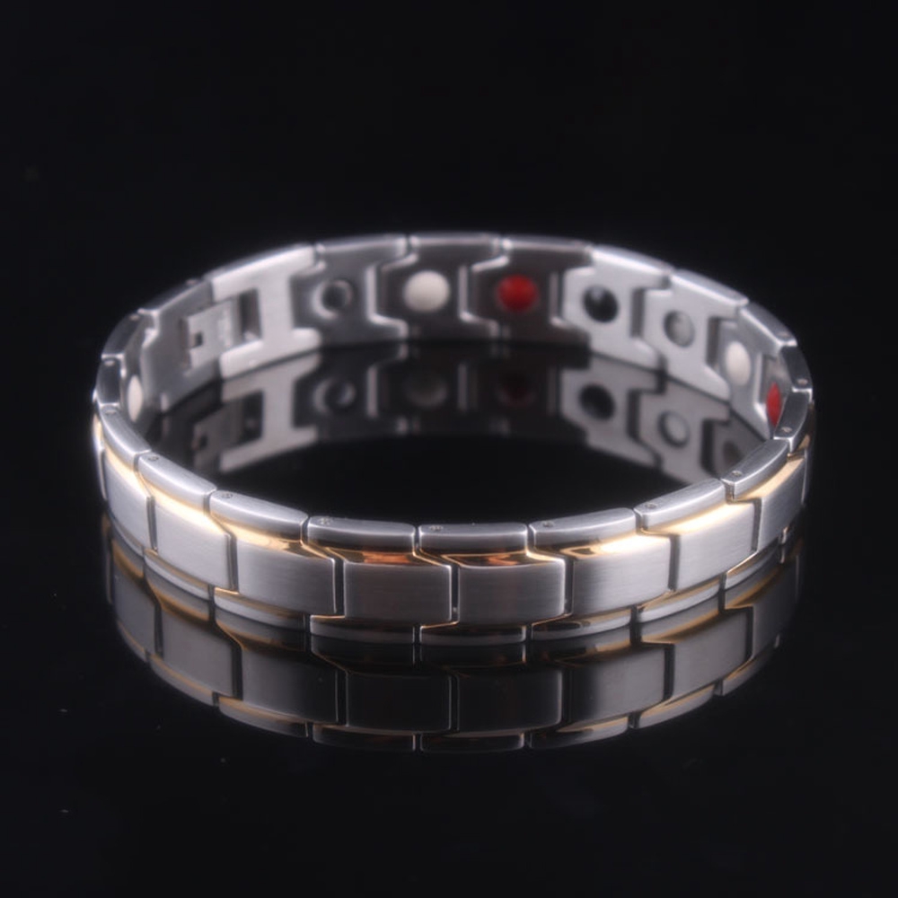 Fashion Pria Wanita Gelang Magnetik Terapi Energi Kesehatan Perhiasan Baja Titanium Bangle Perak Emas Hitam Bracelet