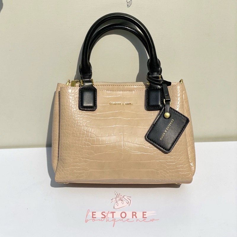 Tas Wanita Croco Structured Top Handle