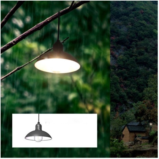 DS-9248 Solar Powered Smart Discharge Hanging Pendant Chandelier Light - Lampu Bohlam Tenaga Surya