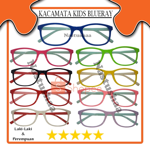 Kacamata Anti Cahaya Biru Untuk Anak-anak Kaca mata Bingkai Dua Warna Unisex Datar Anak Laki-laki Perempuan Aksesories Fashion Kids NOCASE