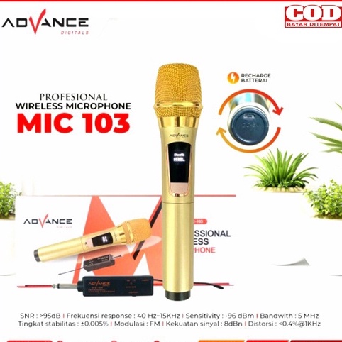 Mic wireless single advance 102 / 103 / Mic Profesional Wireless Microphone ADVANCE 102 / 103