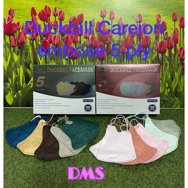 CAREION DUCKBILL 5ply - Masker Duck Bill Kemenkes rainbow isi 50pcs