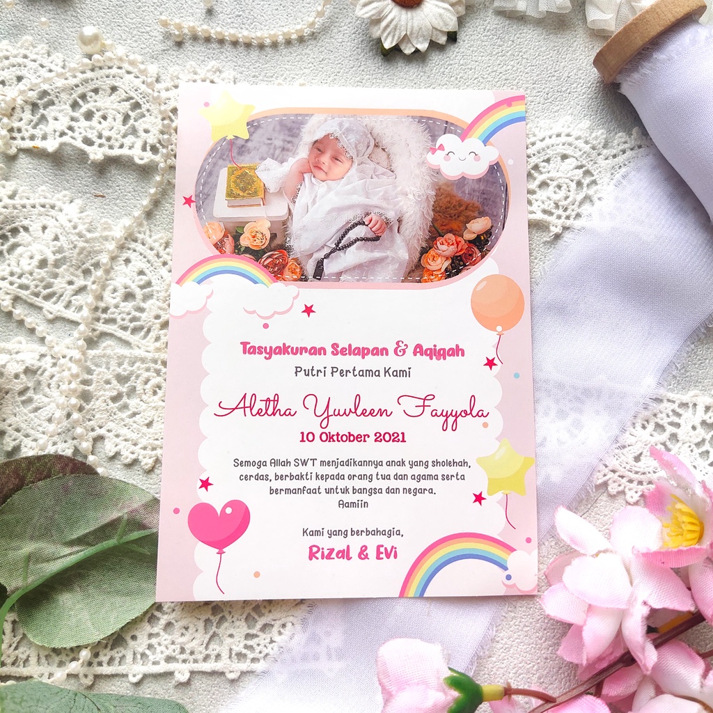 

Kartu / Stiker / Sticker baby born / 1 bulanan / tasyakuran aqiqah / bayi lahir / thank you card
