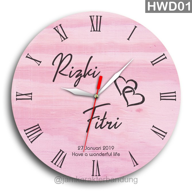 JAM DINDING KAYU CUSTOM NAMA FOTO HADIAH PERNIKAHAN UNIK KADO NIKAH NIKAHAN WEDDING ULANG TAHUN LUCU-2