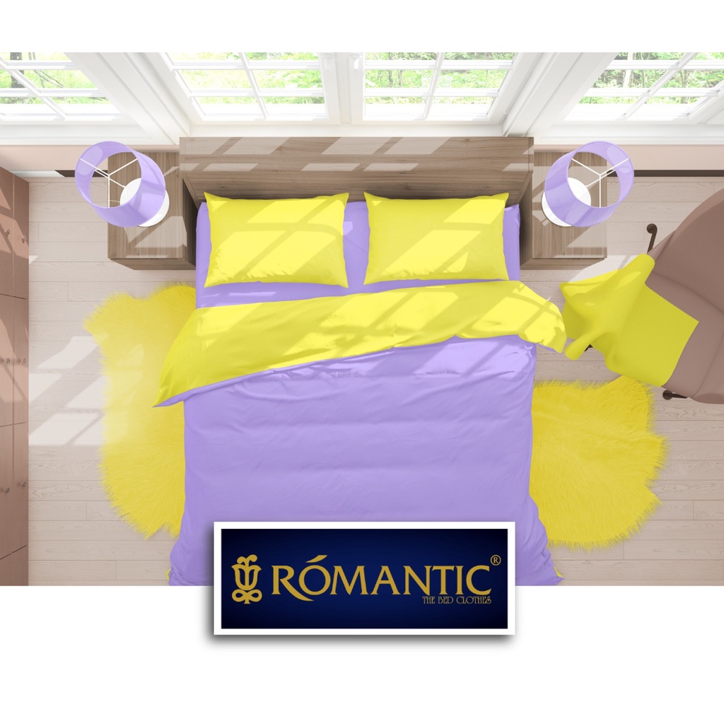 Two Tone Bedcover ROMANTIC Lilac x Kuning aesthetic Bandung