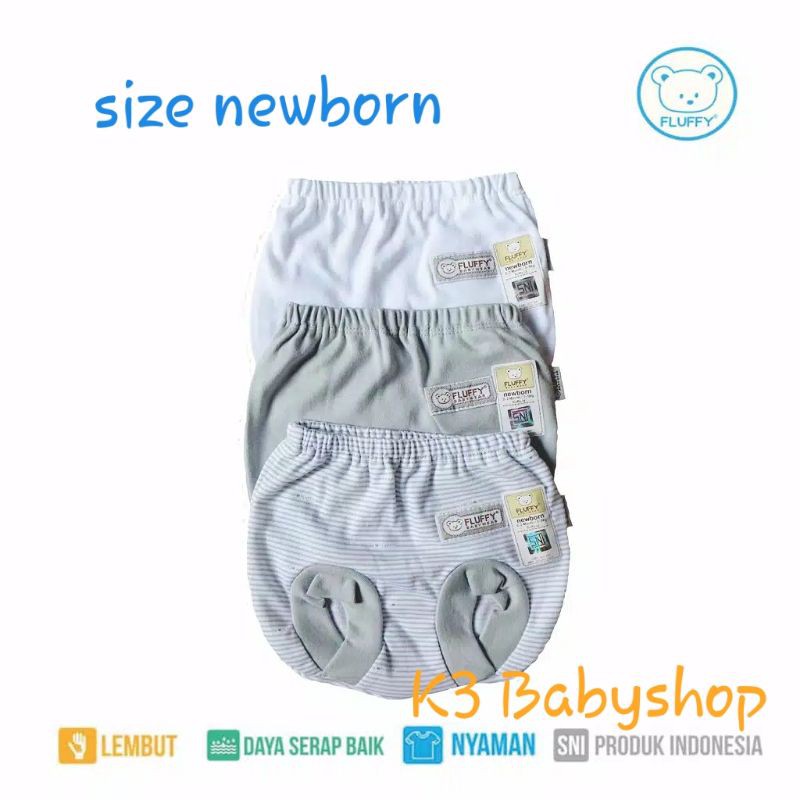 3pcs celana pop Fluffy seri abu grey putih white SNI celana pendek bayi anak fluffy babywear