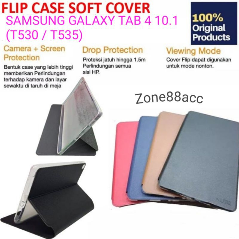 Case Samsung Galaxy Tab 4 10.1 T530 T535 Sarung Leather Flip Folio Book Buku Cover Casing UME