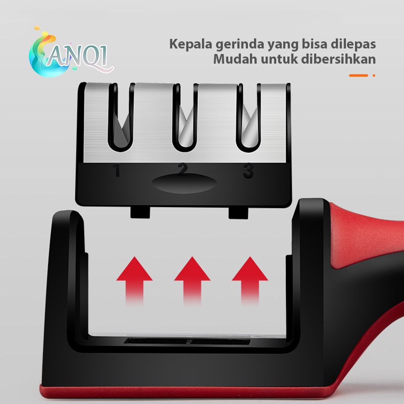 Alat Pengasah Pisau dengan Pegangan Ergonomis | 3 Tahap Asahan | Knife Sharpener with handle