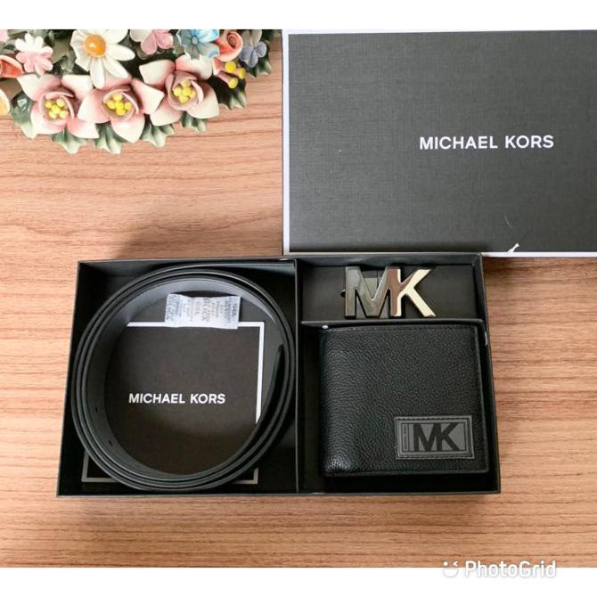 Dompet Set Tali Pinggang Michael Kors Pria- Mk Wallet Belt Set Black Banjirezeki