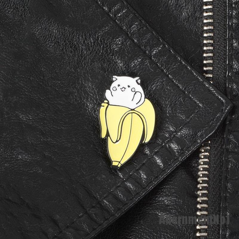 (Adornmentno1) Bros Pin Enamel Bentuk Kucing Pisang Untuk Wanita