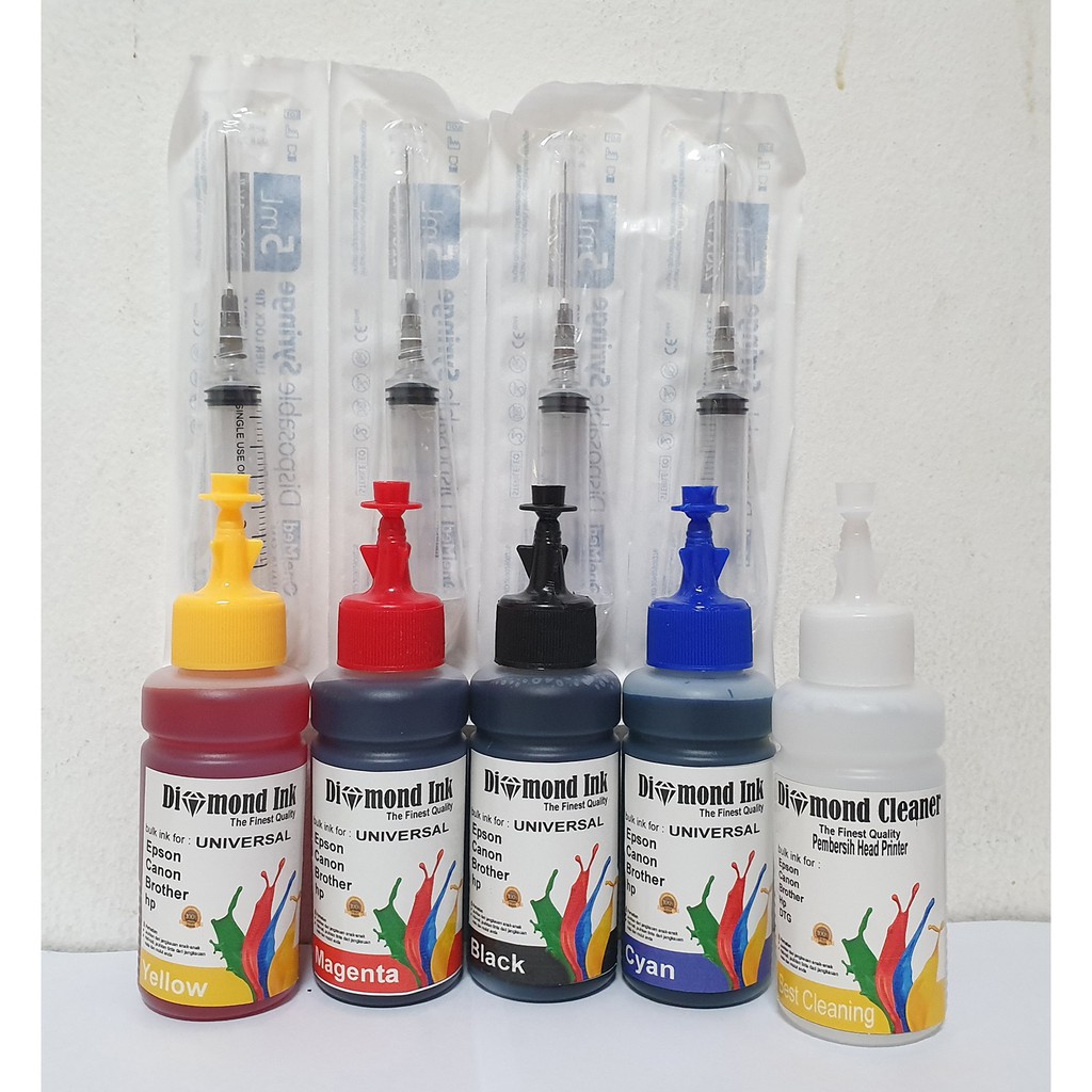 Paket Tinta Hp Refill 2336 Diamond Ink @4 Warna Dan Head Cleaner