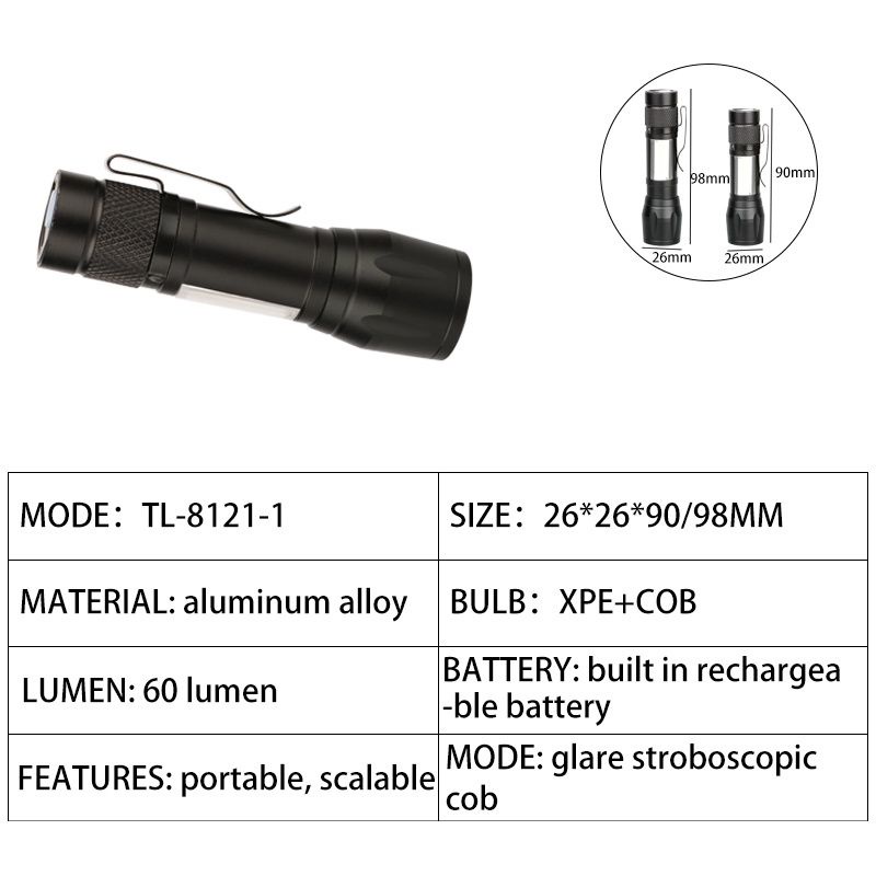 Senter Mini XPE COB Led Swat Police Light Recharge