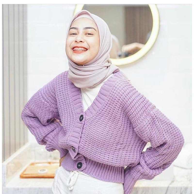 OLIVIA CARDI CROP TEBAL CARDIGAN RAJUT OVERISZE CARDIE BALON BAJU WANITA