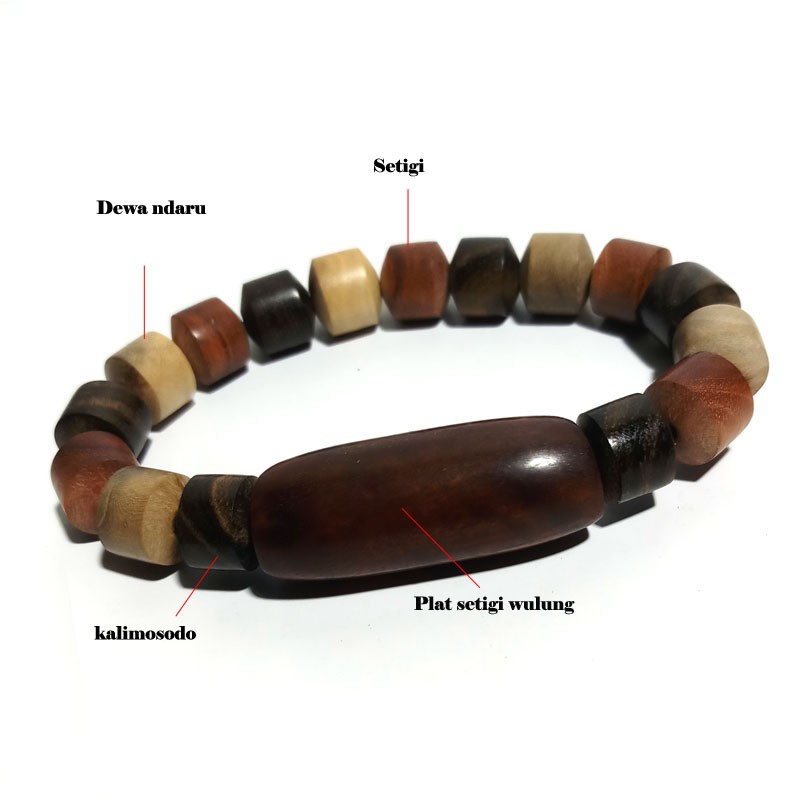 Gelang Campuran Kayu Stigi Dewandaru Kalimosodo model TABUNG DENGAN Plat Stigi WULUNG