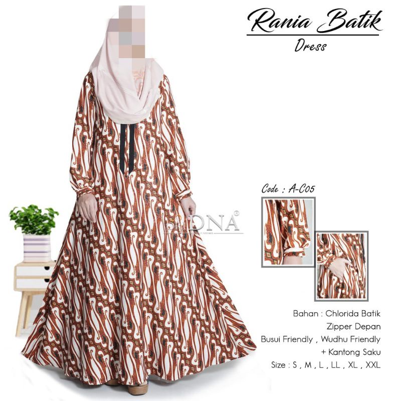 Gamis Batik Rania Ori DNA Clothing BTC Solo