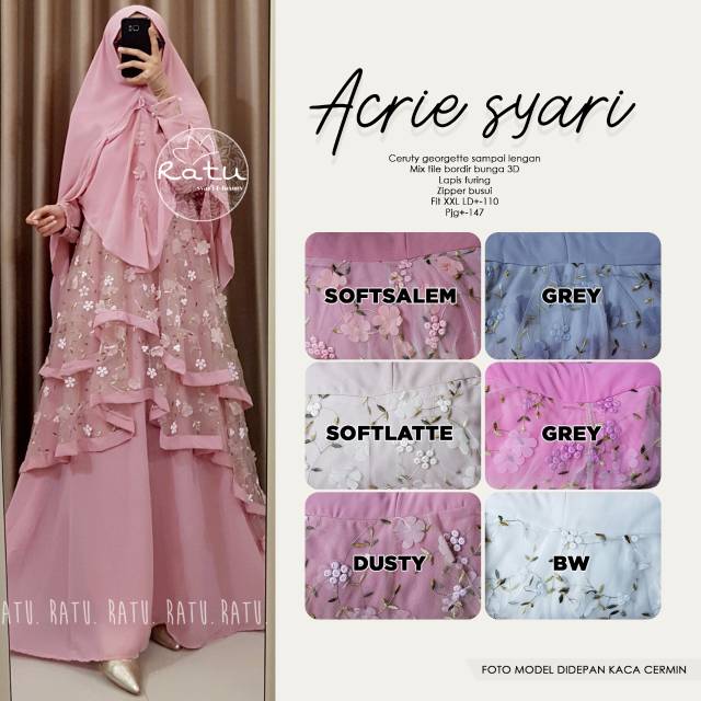 ACRIE SYARI RATU / GAMIS TERMURAH / PAKAIAN WANITA / FASHION MUSLIM / SYARI RATU