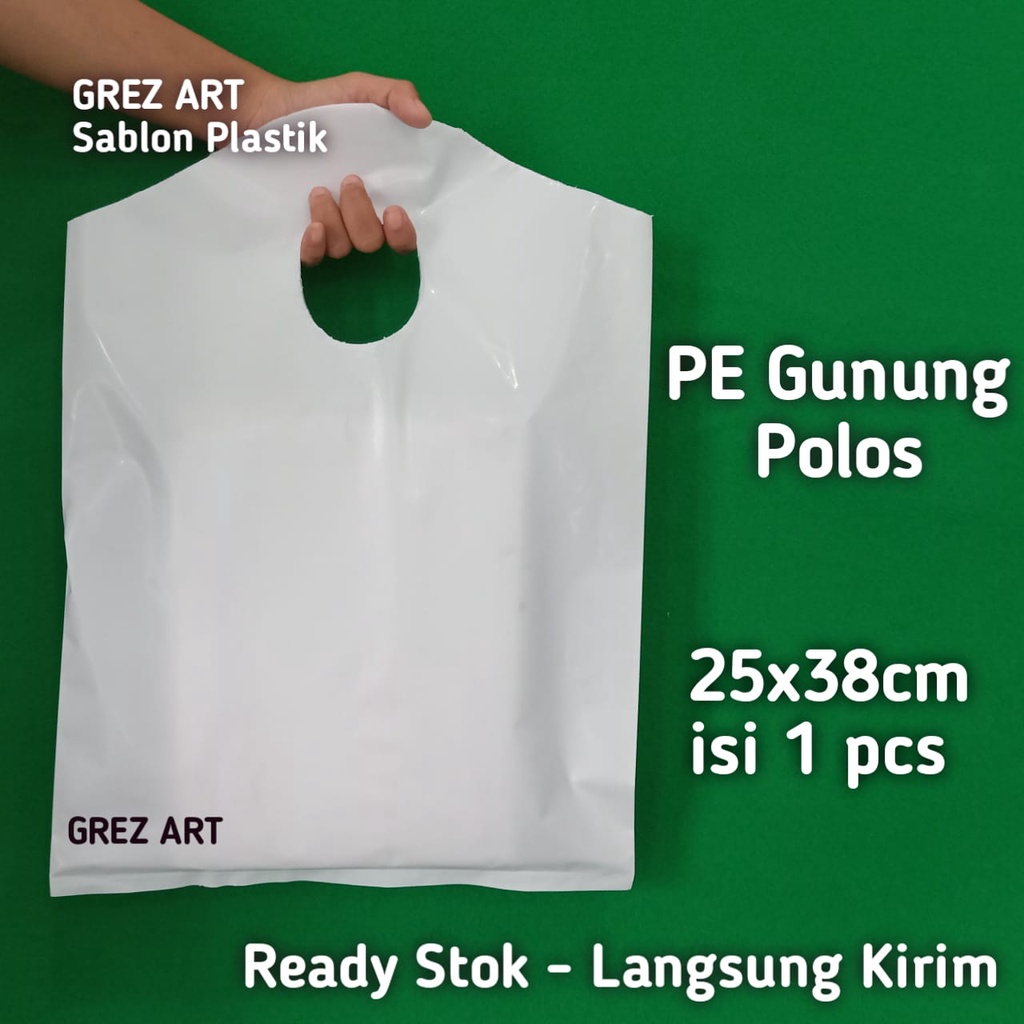 Plastik PE DISTRO GUNUNG 25x38 Polos Tebal, (per pcs)