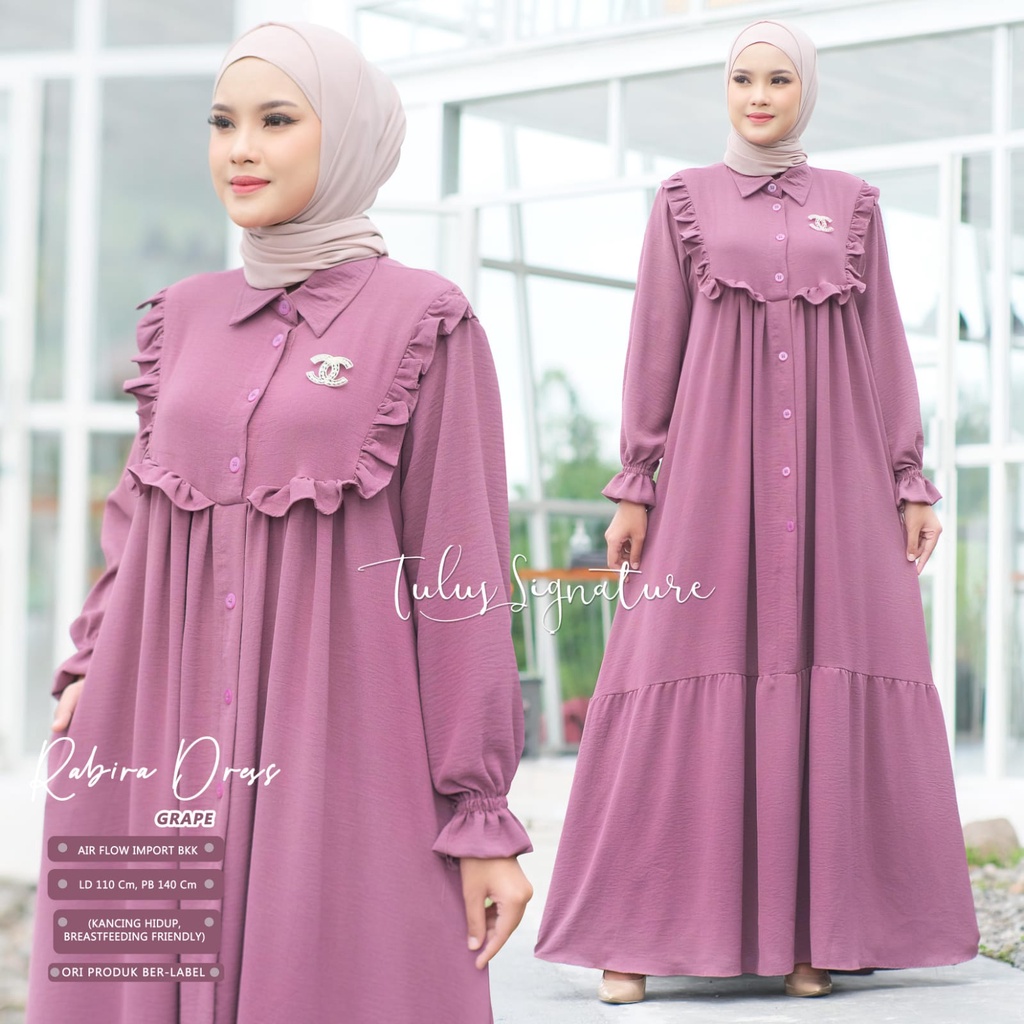 RABIRA DRESS - Gamis Muslim Syari - Gamis Busui - Gaamis Premium Murah - Gamis Terbaru - Gamis Dewas