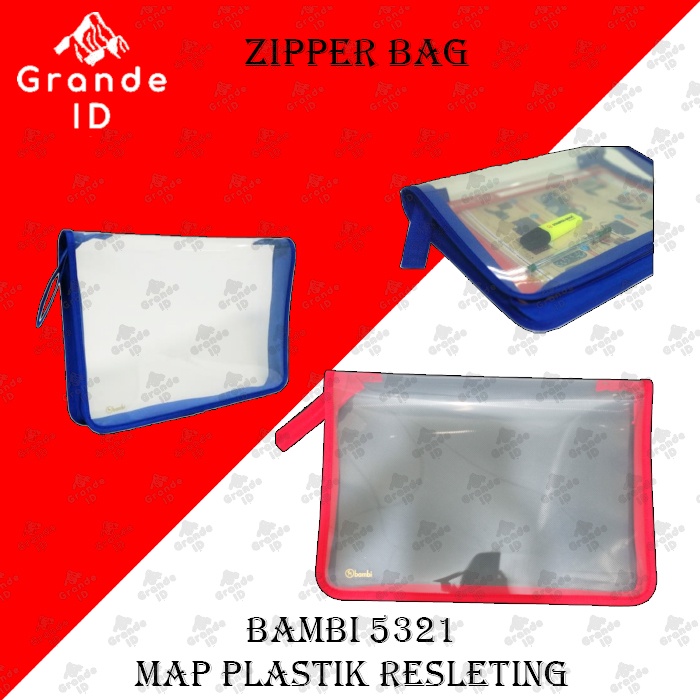 

MAP PLASTIK RESLETING BAMBI ZIPPER BAG 5321 UKURAN FOLIO