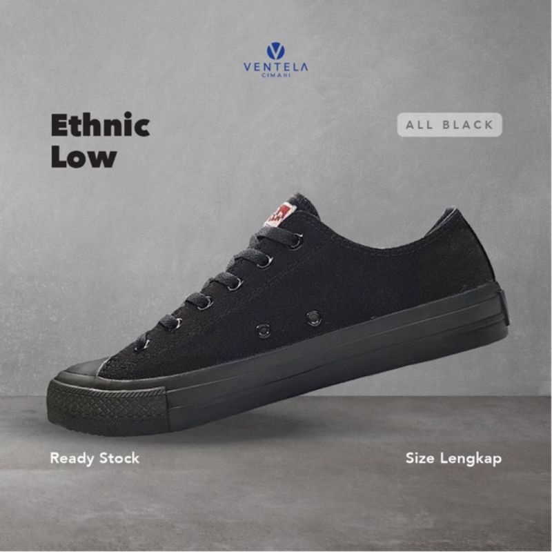VENTELA ETHNIC LOW FULL BLACK ORIGINAL VENTELA ETHNIC ALL BLACK LOW SEPATU